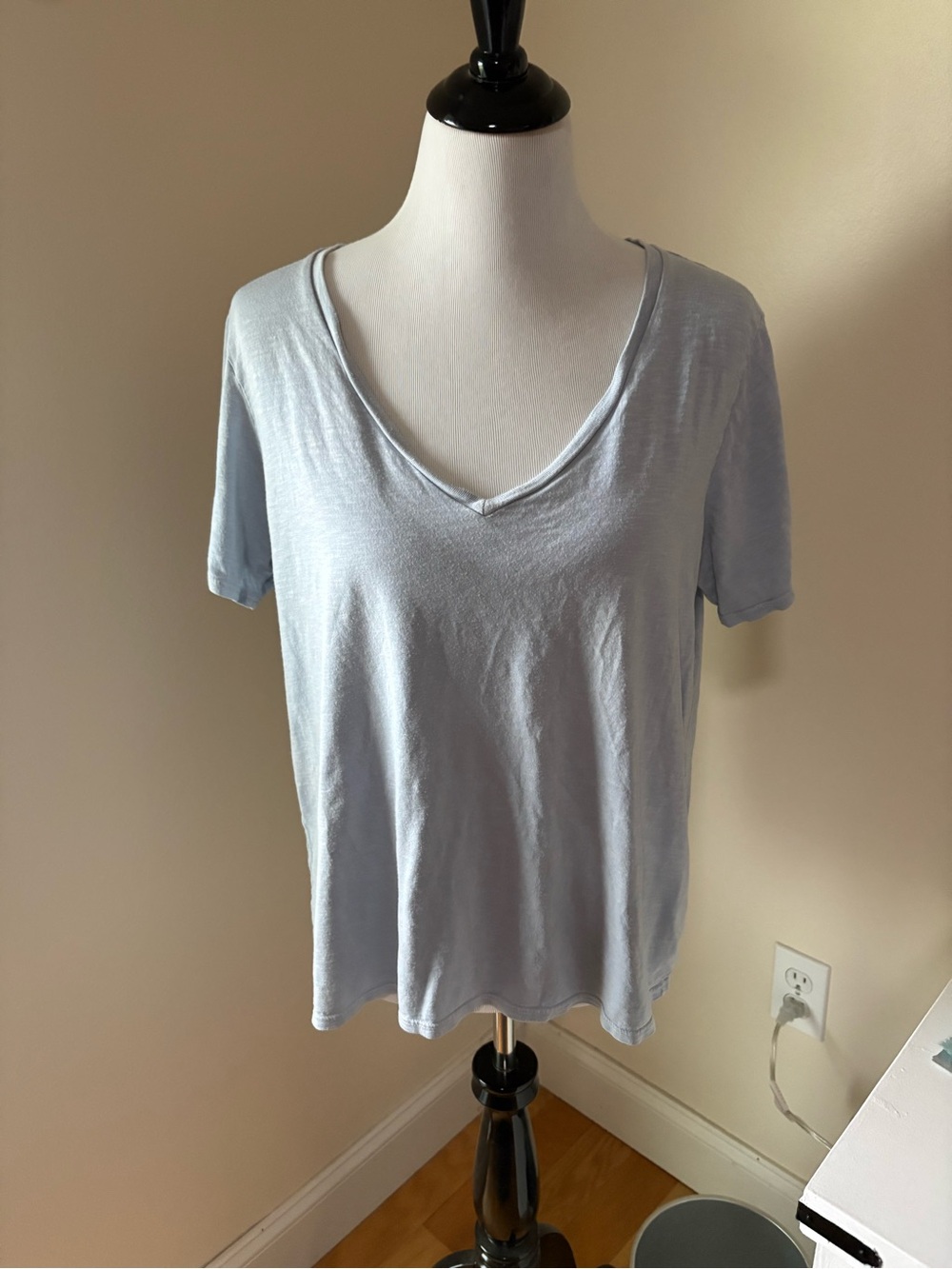 Marine Layer Pale Blue V-Neck Short Sleeve Tee